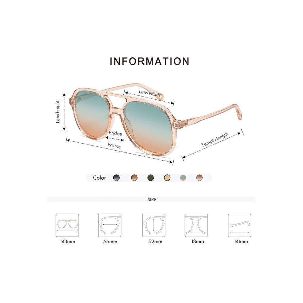 Sunglasses Women’s men’s Retro Polarized Vintage Double Bridge Square Sun. - Picture 5 of 5